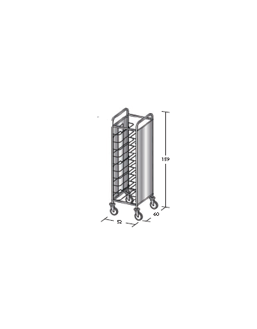 Carrello portavassoi inox  su 2 lati - universali - Portata vassoi 10 - cm 52x60x159h