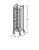 Carrello portavassoi inox su 2 lati - universali - Portata vassoi 12 - cm 52x60x183h