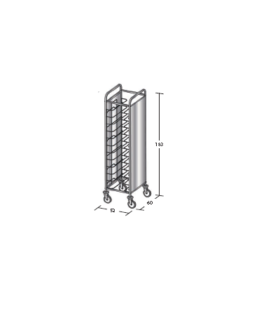 Carrello portavassoi inox su 2 lati - universali - Portata vassoi 12 - cm 52x60x183h