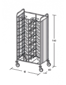 Carrello portavassoi inox su 2 lati - universali - Portata vassoi 24 - cm 95x60x183h