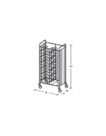 Carrello portavassoi inox su 2 lati - universali - Portata vassoi 24 - cm 95x60x183h