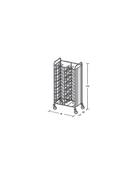 Carrello portavassoi inox su 2 lati - universali - Portata vassoi 24 - cm 95x60x183h