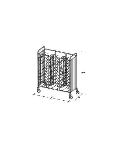 Carrello portavassoi inox su 2 lati - universali - Portata vassoi 30 - cm 138x60x159h