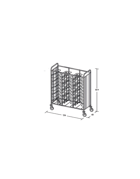 Carrello portavassoi inox su 2 lati - universali - Portata vassoi 30 - cm 138x60x159h