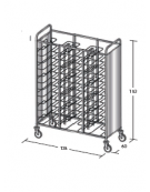 Carrello portavassoi inox su 2 lati - universali - Portata vassoi 36 - cm 138x60x183h