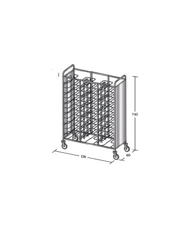 Carrello portavassoi inox su 2 lati - universali - Portata vassoi 36 - cm 138x60x183h