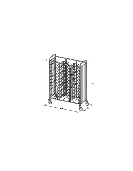 Carrello portavassoi inox su 2 lati - universali - Portata vassoi 36 - cm 138x60x183h