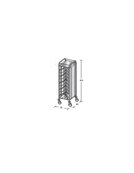 Carrello portavassoi inox su 3 lati - universali - Portata vassoi 10 - cm 52x60x159h