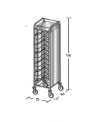 Carrello portavassoi inox su 3 lati - universali - Portata vassoi 12 - cm 52x60x183h