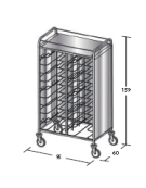 Carrello portavassoi inox su 3 lati - universali - Portata vassoi 20 - cm 95x60x159h