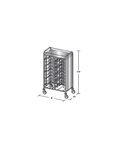 Carrello portavassoi inox su 3 lati - universali - Portata vassoi 20 - cm 95x60x159h