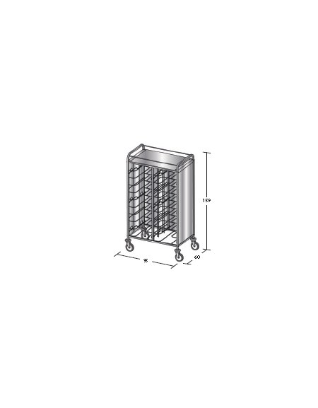 Carrello portavassoi inox su 3 lati - universali - Portata vassoi 20 - cm 95x60x159h