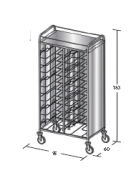 Carrello portavassoi inox su 3 lati - universali - Portata vassoi 24 - cm 95x60x183h