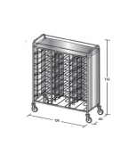 Carrello portavassoi inox su 3 lati - universali - Portata vassoi 36 - cm 138x60x183h