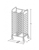 Carrello portavassoi inox - Portata vassoi 24EN - traversi imbullonati - cm 90x60x190h