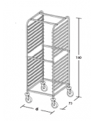 Carrello portateglie inox - traversi imbullonati - Portata 18 teglie 2/1 GN cm 65x73x180h