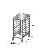 Carrello portateglie guide in filo-traversi imbullonati - Portata 9 teglie 1/1 GN cm 42x59x87h