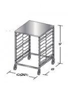 Carrello portateglie guide in filo-traversi imbullonati - Portata 9 teglie 2/1 GN cm 62x69x87h