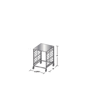 Carrello portateglie guide in filo-traversi imbullonati - Portata 9 teglie 2/1 GN cm 62x69x87h