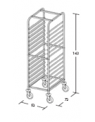 Carrello portateglie 60x40 - traversi imbullonati - Portata 14 teglie cm 52x72x163h