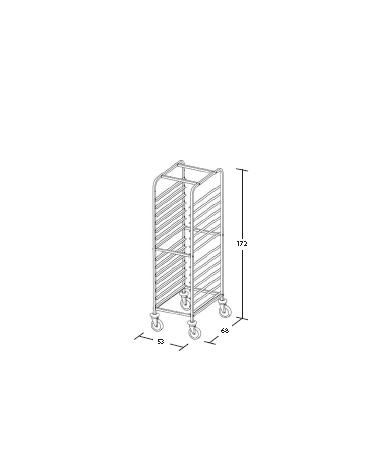 Carrello portateglie 60x40 - traversi imbullonati - Portata 18 teglie cm 53x68x172h