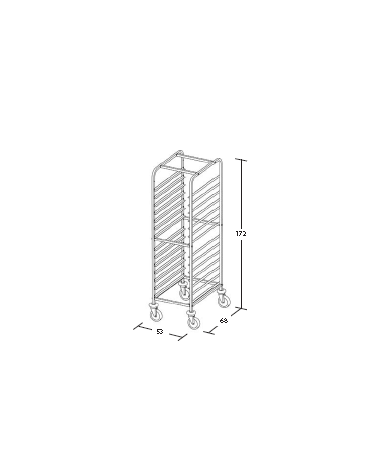 Carrello portateglie 60x40 - traversi imbullonati - Portata 18 teglie cm 53x68x172h