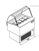 Vetrina gelati ventilata professionale orizzontale vetri curvi - Lunghezza cm 100 - Motore interno