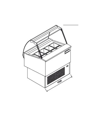 Vetrina gelati ventilata professionale orizzontale vetri curvi - Lunghezza cm 100 - Motore interno