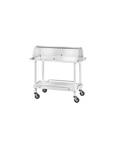 Carrello in legno - 2 piani - colore bianco  con cupola - cm 110x55x107h