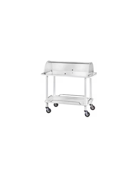 Carrello in legno - 2 piani - colore bianco  con cupola - cm 110x55x107h