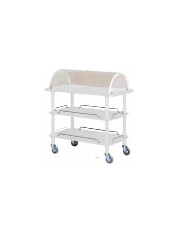 Carrello in legno - 3 piani - colore bianco  con cupola - cm 110x55x114h