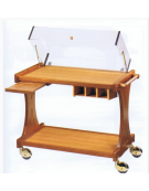 Carrello in legno - 2 piani con cupola - colore ciliegio o wengè cm 86x55x95h