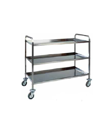 Carrello in acciaio inox 3 piani inox piegati, satinati,insonorizzati cm 103x57x97h