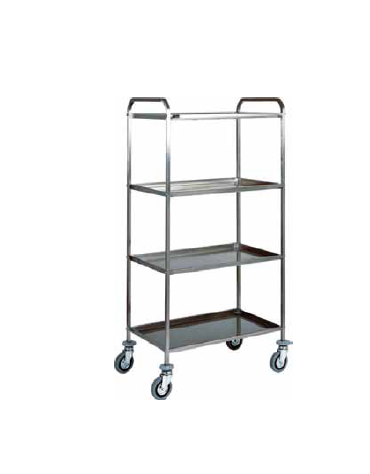 Carrello in acciaio inox 4 piani inox piegati, satinati,insonorizzati cm 83x57x172h