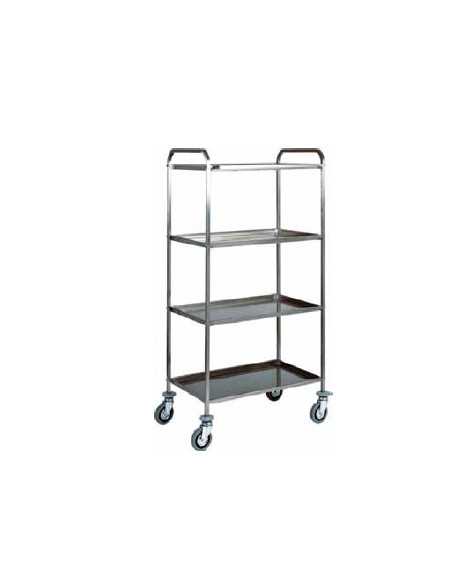 Carrello in acciaio inox 4 piani inox piegati, satinati,insonorizzati cm 103x57x172h