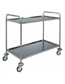 Carrello di servizio inox con struttura tubolare 2 piani stampati cm 109x59x93h