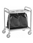 carrello in acciaio inox 2 fori per sacchi porta rifiuti cm 109x59x93h