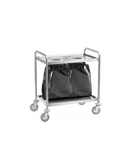 carrello in acciaio inox 2 fori per sacchi porta rifiuti cm 110x60x94h -  Portasacchi - portarifiuti, pattumiere, posacenere e g