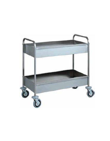 Carrello di servizio in acciaio inox da sbarazzo 2 piani insonorizzati cm 101x57x97h