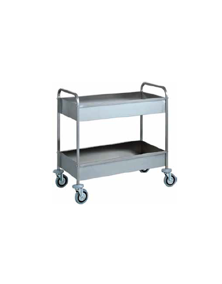 Carrello di servizio in acciaio inox da sbarazzo 2 piani insonorizzati cm 101x57x97h