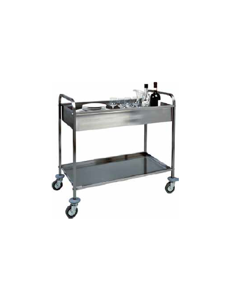 Carrello inox da sbarazzo 1 piano insonorizzato 1 piano piegato cm 101x57x97h