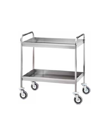 Carrello in acciaio inox da sbarazzo 2 piani insonorizzati cm 91x57x97h