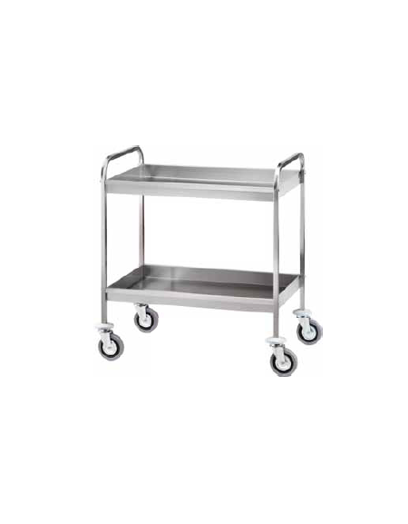 Carrello in acciaio inox da sbarazzo 2 piani insonorizzati cm 91x57x97h