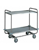 Carrello di servizio in acciaio inox con 2 piani stampati in forma di vassoio cm 109x59x100h