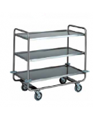 Carrello di servizio in acciaio inox con 3 piani stampati in forma di vassoio cm 109x59x100h