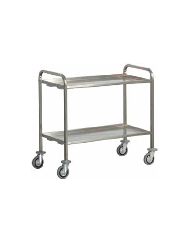 Carrello di servizio in acciaio inox trasporto pesante 2 piani cm 111x66x98h