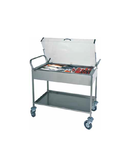 CARRELLO IN ACCIAIO DUE PIANI REFRIGERABILE CON PIASTRE EUTETTICHE GN 1/4 CM 108x57x103 h