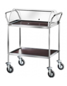 Carrello inox 2 piani in nobilitato con cupola semicircolare colore wengè cm 90x57x112h