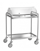 Carrello di servizio in acciaio inox 2 piani stampati con cupola semicircolare cm 92x59x108h