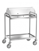 Carrello di servizio in acciaio inox 2 piani stampati con cupola semicircolare cm 112x59x108h